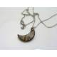 Crescent Moon Necklace, Carved Coconut Shell Moon