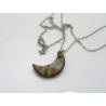 Crescent Moon Necklace, Carved Coconut Shell Moon