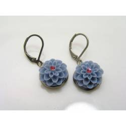 Crystal Set Blue Flower Earrings