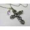 Ornate Cross and Amethyst Drop Necklace