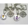 2 Couple Necklaces with Compass and Birthstone, Hand Stamped 'Find Your Way' 'Back To Me'