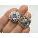 2 Compass Necklaces with Birthstones, Hand Stamped 'Find Your Way' 'Back To Me'