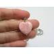 Rhodochrosite Heart Necklace with Butterfly Charm, Stainless Steel Rope Chain