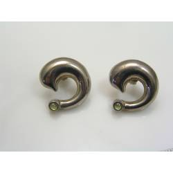 Vintage Sterling Silver Dolphin Ear Studs with Peridot Gemstones