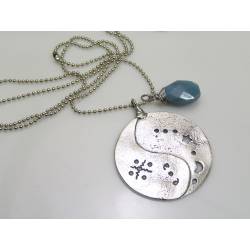 Yin Yang Necklace with Blue Owyhee Opal