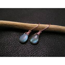 Labradorite Earrings, rose gold