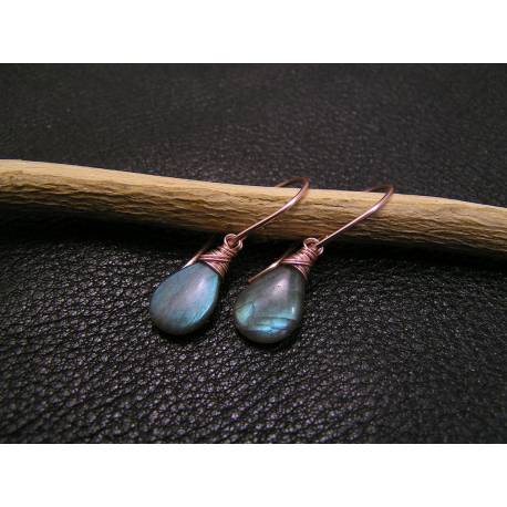 Labradorite Earrings, rose gold