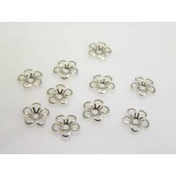 Flower Bead Caps, Silver Plated