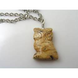 Carved Jasper Owl Necklace