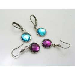Purple or Blue Cabochon Earrings