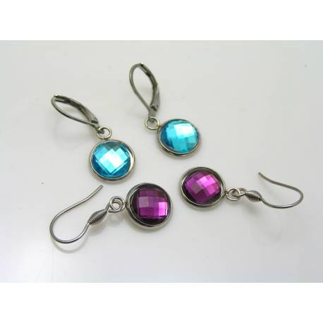 Purple or Blue Cabochon Earrings