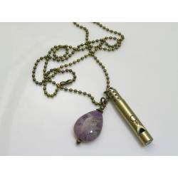 Personalised Necklace with Amethyst and Whistle