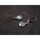 Labradorite Earrings, silver tone hoop