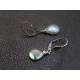 Labradorite Earrings, silver tone hoop