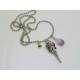 Gothic Raven Skull Necklace with Amethyst and Peridot 