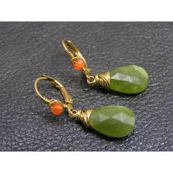 Vesuvianite and Carnelian Earrings