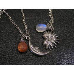 Matching Necklaces with Moon and Sun, Moonstone and Sunstone