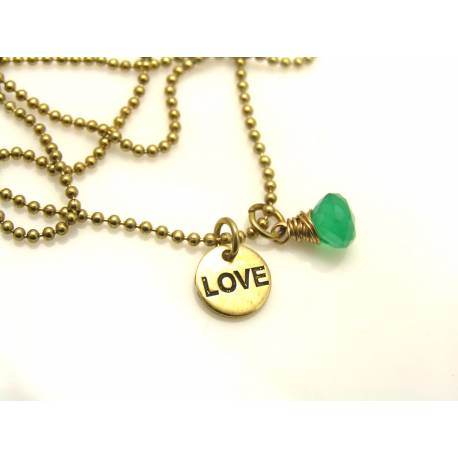 Love Necklace with Green Onyx Gemstone