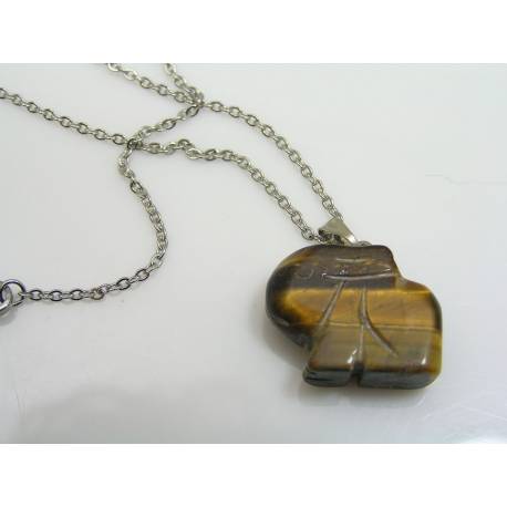 Tiger's Eye Carved Rabbit Necklace