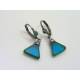 Teal Blue Triangle Drop Earrings