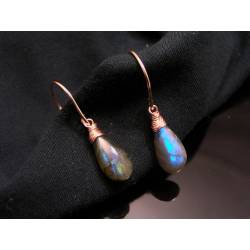 Labradorite Earrings, rose gold