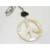 Mother of Pearl Peace Pendant Necklace with Agate Dove