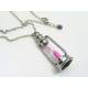Hourglass Pendant Necklace, pink sand