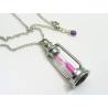 Hourglass Pendant Necklace, pink sand