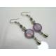 Purple and Silver Earrings, Czech Glass Beads