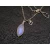 Rainbow Moonstone and Heart Sterling Necklace