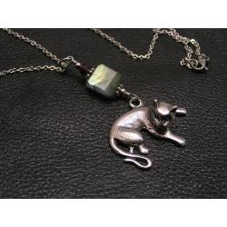 Cat Necklace with Labradorite