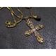 Ornate Cross Necklace with Blue Sapphire Drop, September Birthstone