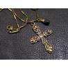 Ornate Cross Necklace with Blue Sapphire Drop, September Birthstone