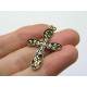 Ornate Cross Necklace with Blue Sapphire Drop, September Birthstone