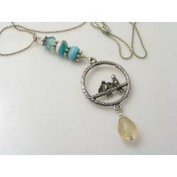Necklace with beaded Bird Pendant