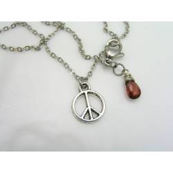 Cute Peace Pendant Necklace with Garnet