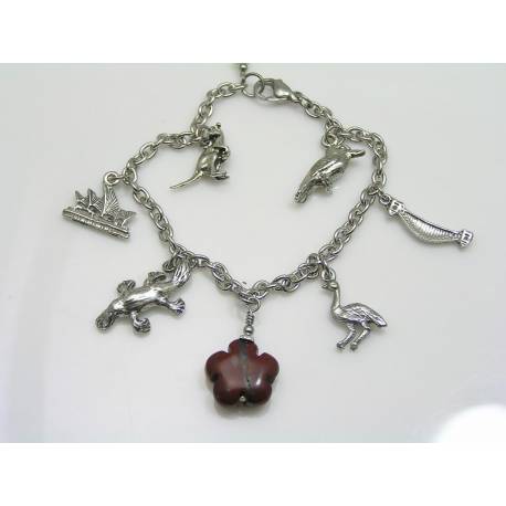 Charm Bracelet with Australian Charms and Gemstones