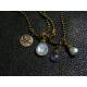 Moonstone Charm Necklace with Tanzanite and Labradorite