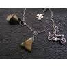 Motorcycle Rider Necklace with Labradorite and Gremlin Bell