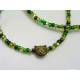 Green Seed Bead Necklace with cute Cat Charm