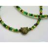 Green Seed Bead Necklace with cute Cat Charm
