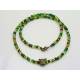 Green Seed Bead Necklace with cute Cat Charm