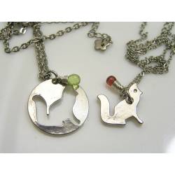 Couple Necklaces with Wolf Pendants