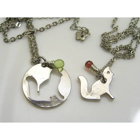 Couple Necklaces with Wolf Pendants