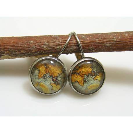 Map Cabochon Earrings