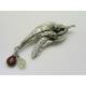 Gum Leaf Brooch, Mookaite and Prehnite