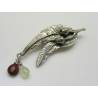 Gum Leaf Brooch, Mookaite and Prehnite
