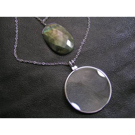 Magnifying Glass Necklace, Labradorite Pendant