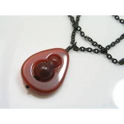 Unique Carved Carnelian Bead in Bead Necklace