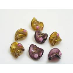 40 Twisted foiled Lampwork Beads